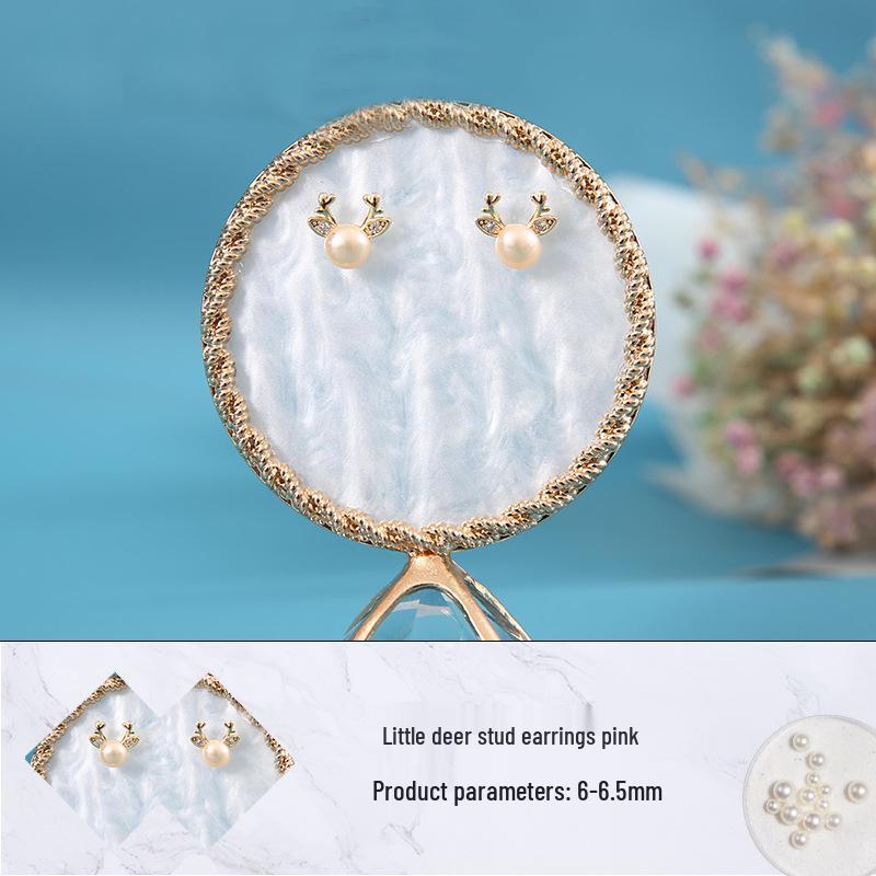 

Gold-Plated Freshwater Pearl & Zircon Antler Stud Earrings in S925 Silver