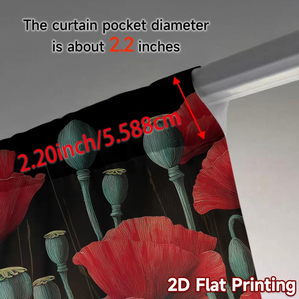 2D FLAT PRINTING 2pcs Curtains (Without Rod) Floral Elegance in Red (2) Holiday Women is Day Printed Curtains Prints Light