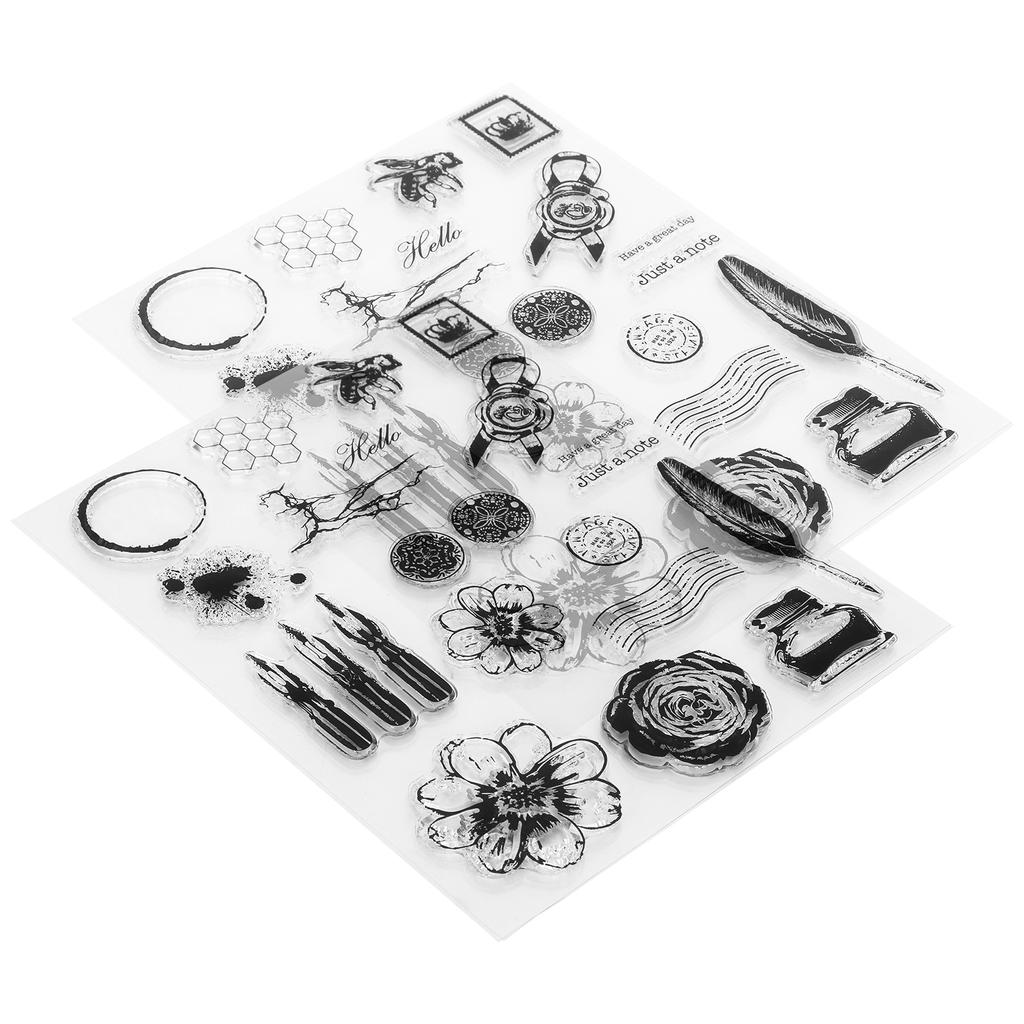 2 Set Vintage Clear Stamp Card Making DIY Scrapbooking Transparent Craft Modifications