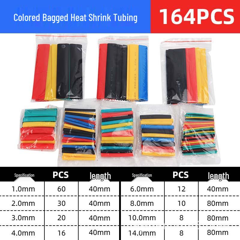 164PCS Multicolor Heat Shrink Tubing Kit for Wire Insulation and Splicing