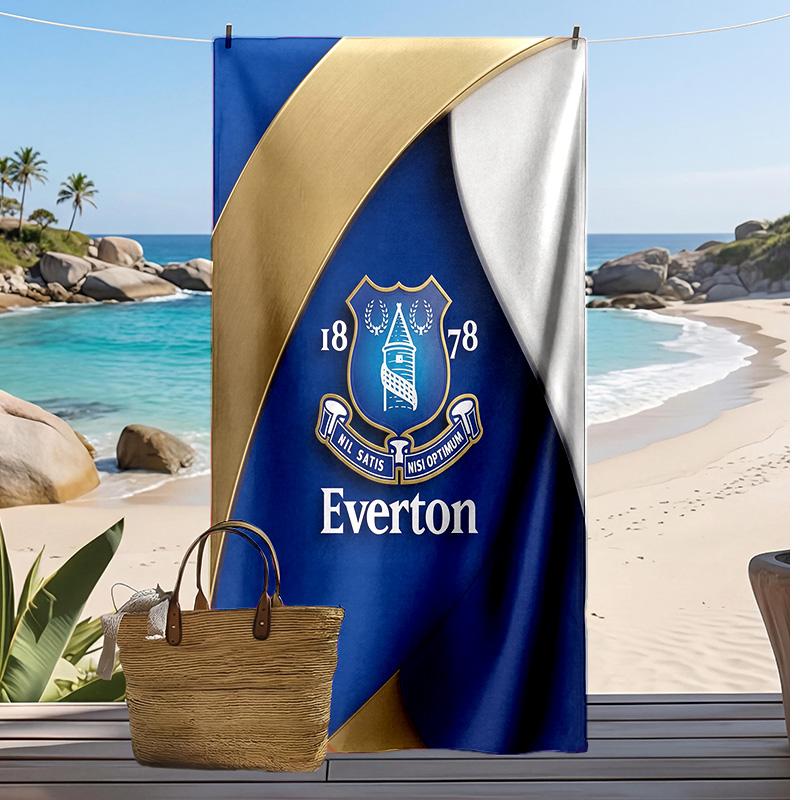 Everton Football Print Beach Towel, Large Soft Quick Dry Towel for Beach Camping Swimming