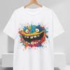 Colorful Monster Face Graphic Print T-Shirt