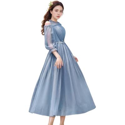 Party Wedding Princess Bride Midi Length Dress with Perfect for and Receptions Free Blue [Formemory] Dress, Dress, Dress, Dress, Off-the-Shoulder