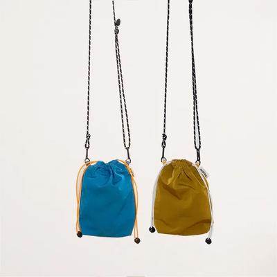 Nylon Pouch Bag BLUE / MUSTARD