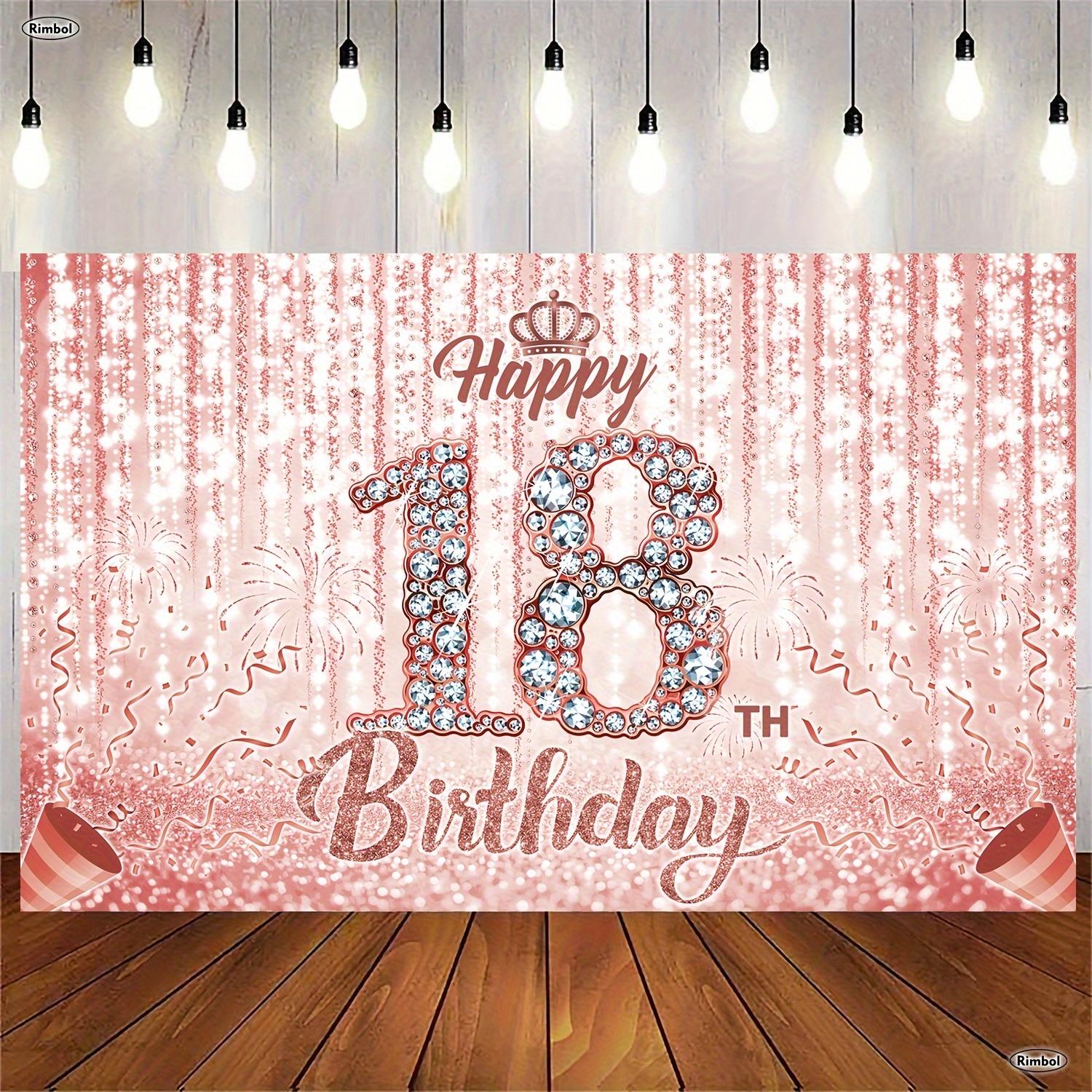 1pc Rose Gold Happy 18th Birthday banner - Rose Gold Happy 18th Birthday Lady decoration birthday background 100x150cm