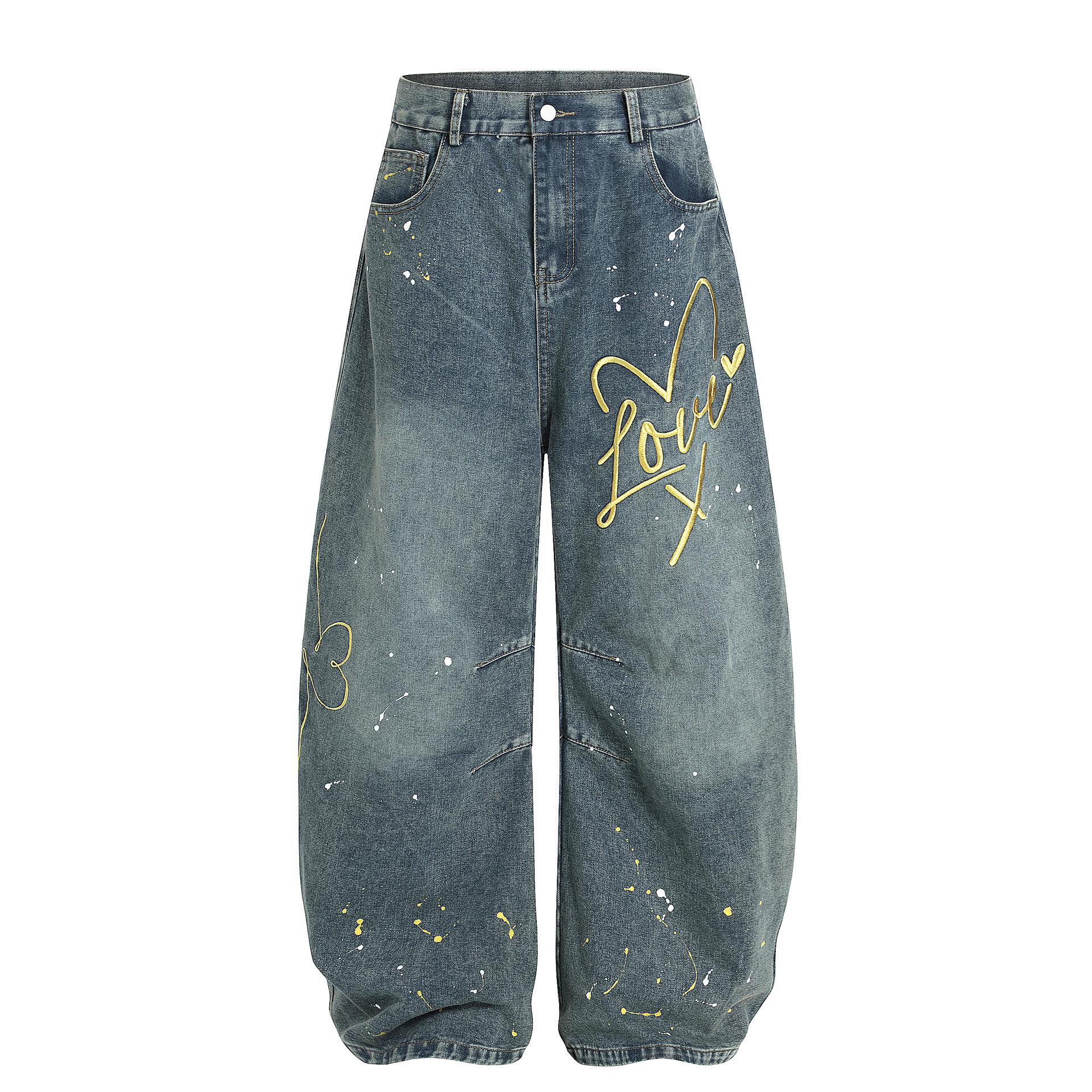 

Women s 2025 Spring Street Style Retro Slimming Wide-Leg Jeans Medium синий