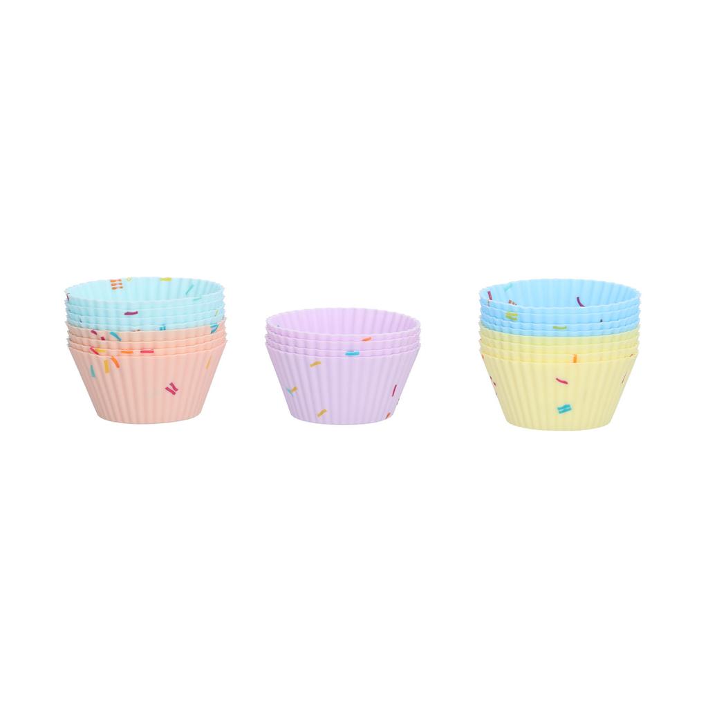 20Pcs Silicone Cupcake Mold Non Stick Reusable Baking Molds for Muffin Biscuits Cheese Cake PastriesRound