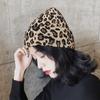 Vintage Leopard Print Knitted Beanies Hat Women Autumn Winter Elastic Crochet Ear Protection Hat Girls Anti-cold Pullover Cap