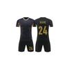 Customized Black Football Jerseys with Gold Color For Men Children Wear, Polyester Breathable Boys Girls Soccer Shirt