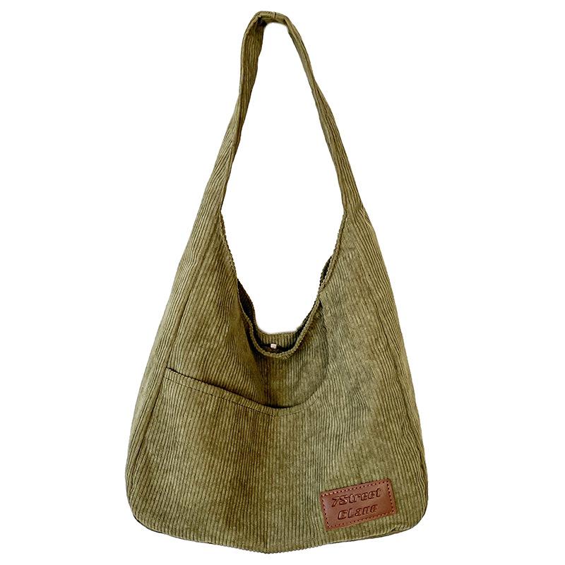 Corduroy cloth bag shoulder bag female college student class bag large capacity bag female handbag book tote bag