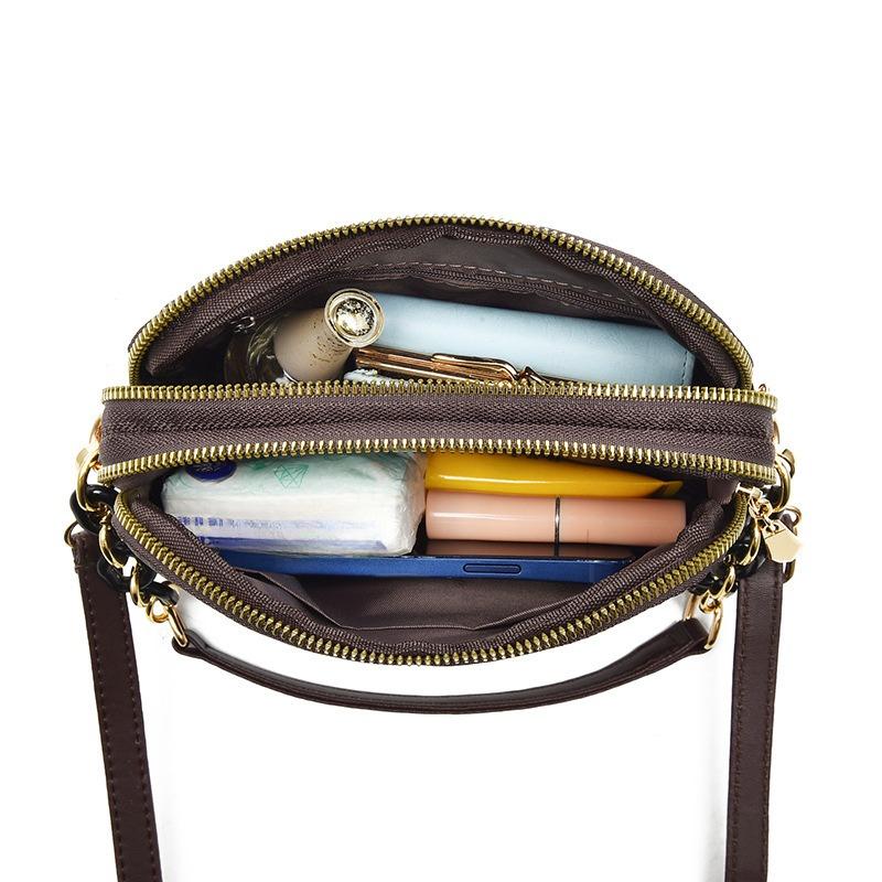 Popular Small Bag, New Printed Women's Shoulder Bag, Soft Leather Double-layer Large Capacity Crossbody Bag