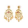 Boucles d'oreilles pour femme Estele CZ Manbhavan plaquées or, perles et cristaux multicolores