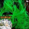 White Glowing Stretch Cobwebs with Black Plastic Spiders Halloween Indoor Outdoor Creepy Party Haunted House Decor