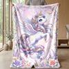 Rainbow Winged Unicorn Theme blanket Lightweight Warm Flannel Blanket Decorative Throw Blanket for Home Decoration