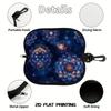 2D-Celestial Blue Lotus Mandala Pattern Sunglasses Case, Galaxy Floral Print Eyewear Protective Holder, Portable Zipper Glasses Storage Box Organizer