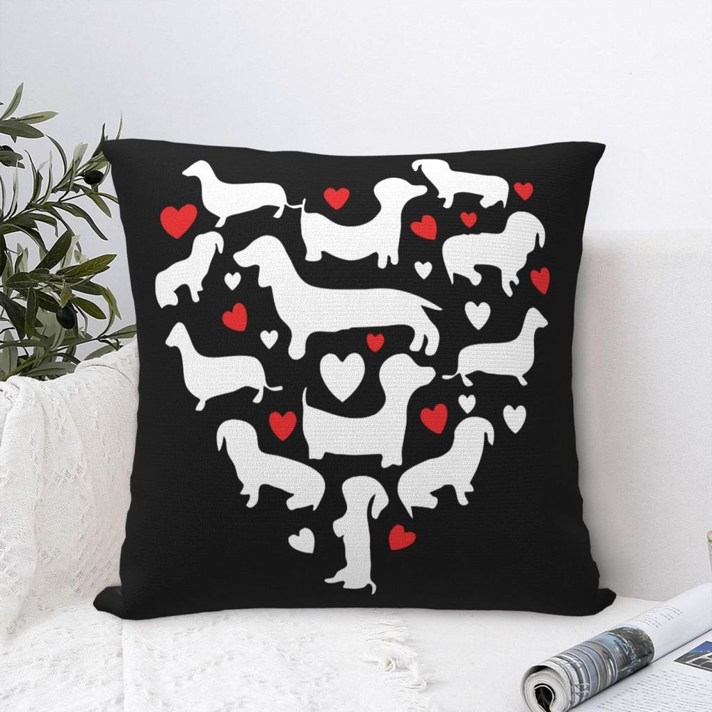 Dachshund Dog Love Square Pillow Covers Home Wiener Sausage Doxie Cushion Cover Cute Home Decoration Pillowcase 4545