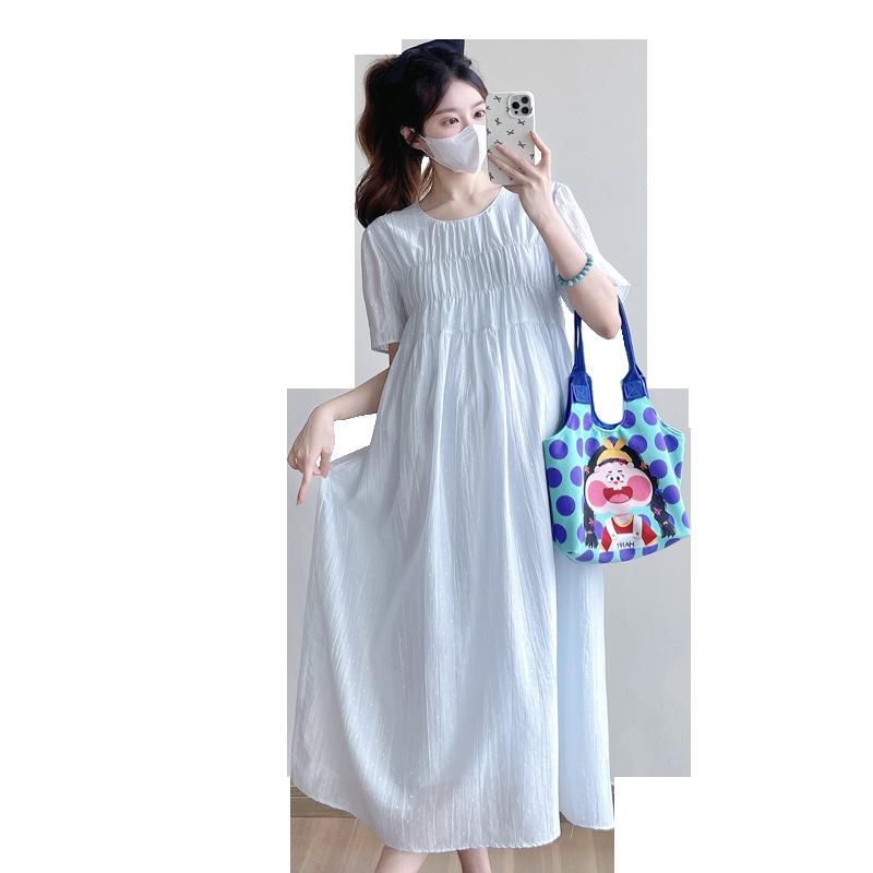 2026 Korean Style Summer Maternity Midi Dress: Loose, Slimming, Plus Size Fashion