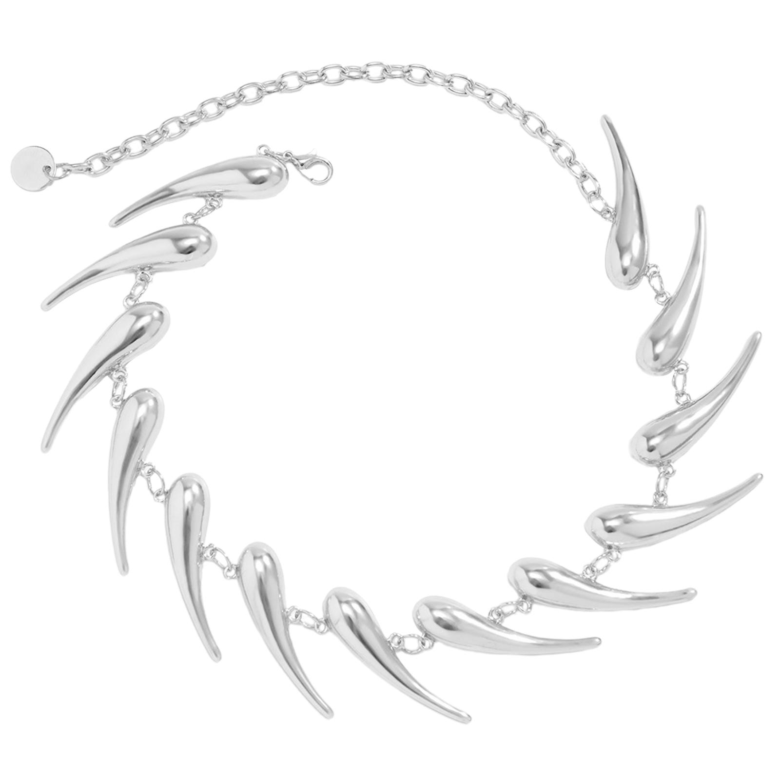 

Dainty Water Drop Pendant Necklace Trendy Rivets Designs Neckchains Vintage Choker Punk Jewelry Accessory for Daily Wear 1