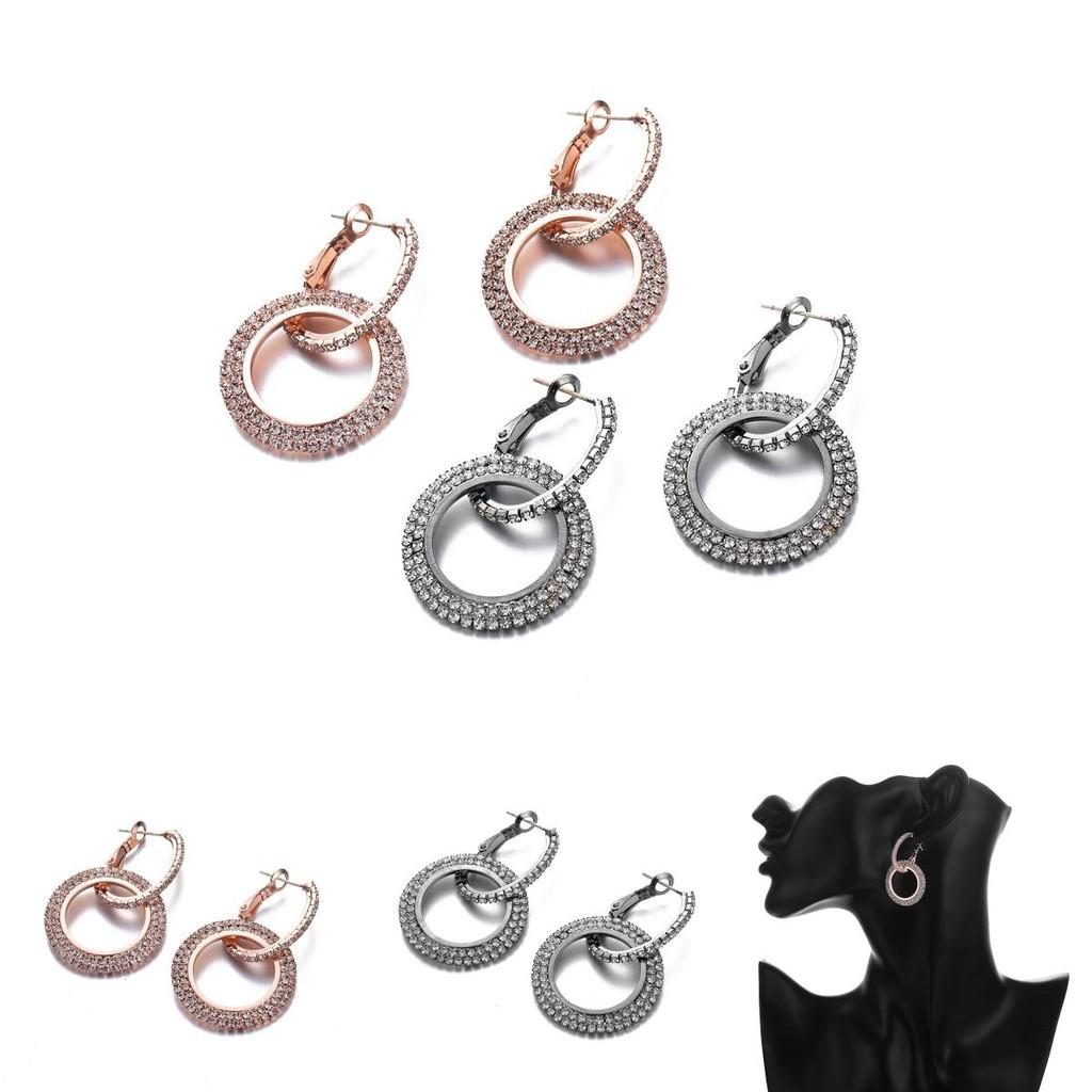 Modern Alloy Geometric Earrings With Rhinestones Ideal For Business Gifts And Promotions