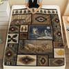 1PC Patchwork style Print FlAannel Blanket, High quality Comfortable for All Seasons, Home Decor, Warmth and Comfort