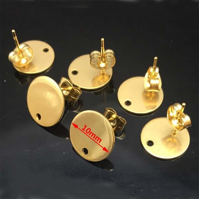 50pcs/lot stainless steel earrings connector findings stud earring post with For DIY Jewelry Making Findings Accessories