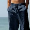 Men Casual Pants Drawstring Waist Pants Loose Fit Straight Leg Summer Trousers for Yoga Holiday Beach