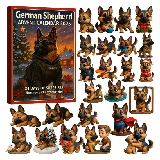 2025 Dog Advent Calendar 24 Days Cute Dog Ornaments Labrador German Shepherd Christmas Countdown Calendar Collectible Holiday Gift for Dog Lovers