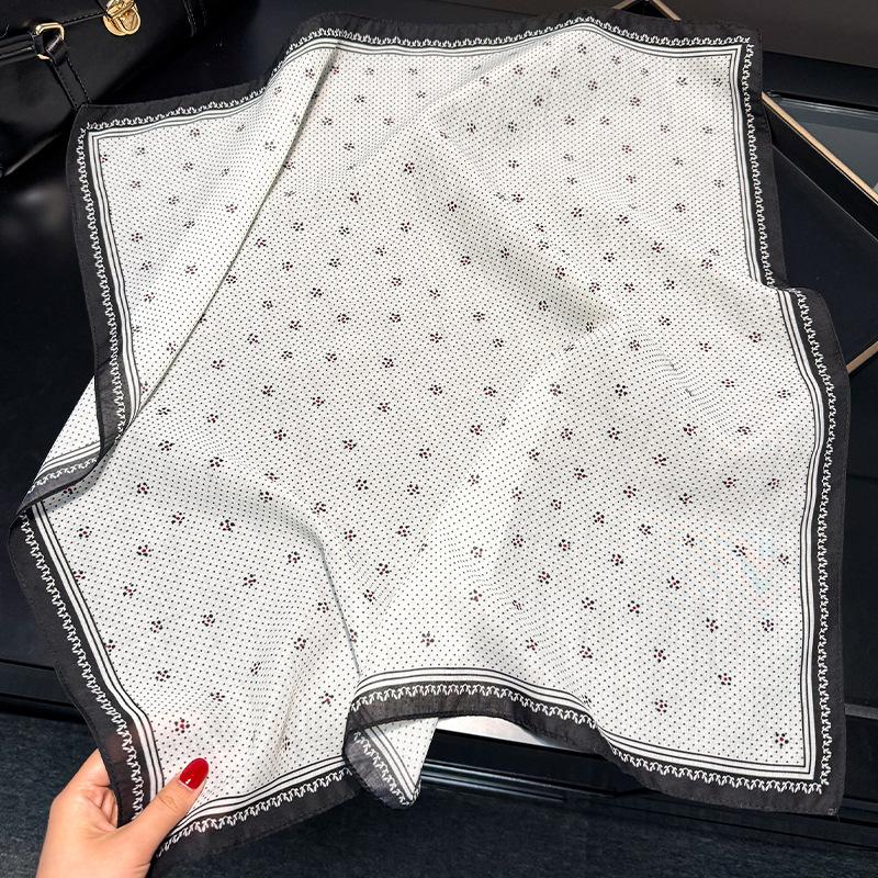 New fashion sunscreen silk scarf versatile high-end light luxury small square scarf spring and autumn, women's scarf headgear hair accessories
