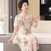 Yuzhaolin Chinese Style Summer Chiffon A-Line Dress for Elderly Women