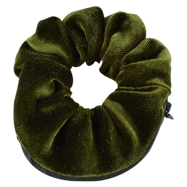 New Design High Quality Eco-Friendly Velvet Zipper Scrunchies Pocket Promotional Gift Scrunchies