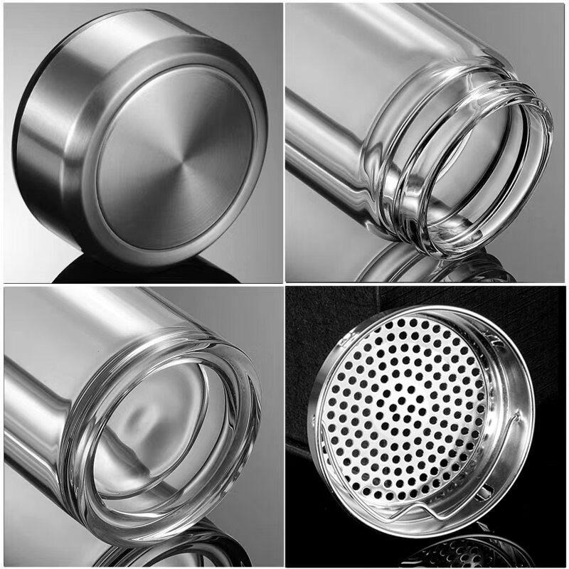 ZISIZ Portable Double-Layer Glass Cup