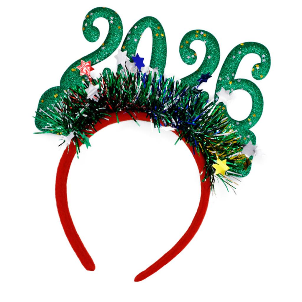 New Year 2026 Hairband Head Accessory Glitters Number Hairhoop Comfortable Party Headpiece for Festival Event Essential