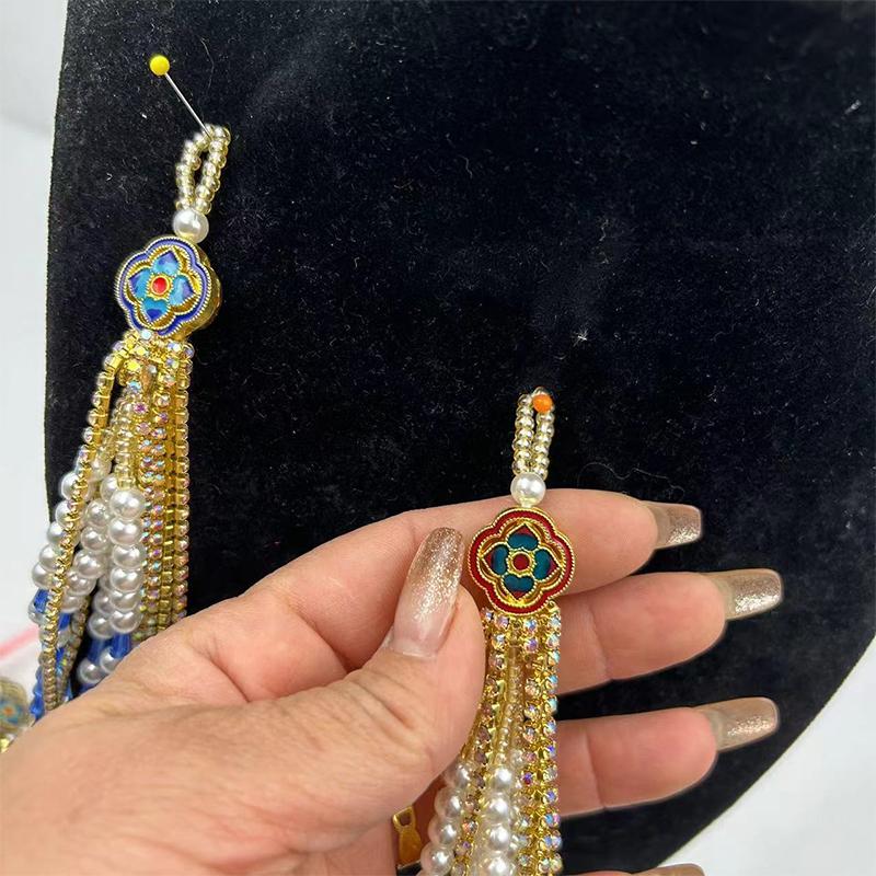 Handmade Wedding Groomsmen Hanfu Embroidery Zipper Tassel Cheongsam Pendant Diy Hairpin Bead Stringing Adult Alloy Glass