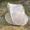 Quickly Set Up Beach Tent Sunshade for 2 People - Portable No Assembly of Striped Beige and White Sunshade