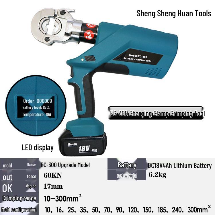EZ-400 Rechargeable Hydraulic Electric Wire Crimping Tool and Cutter for 300 to H-type Connectors