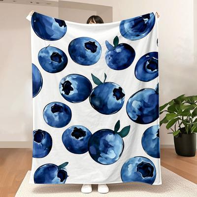 Blueberry Pattern Blanket—A Plush and Comfortable Blanket Featuring a Vibrant Blueberry Print, Perfect for Adding a Touch of