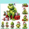 Kreativní akrylová vánoční ozdoba Grinch na stromek, kreslená ozdoba pro domov a auto