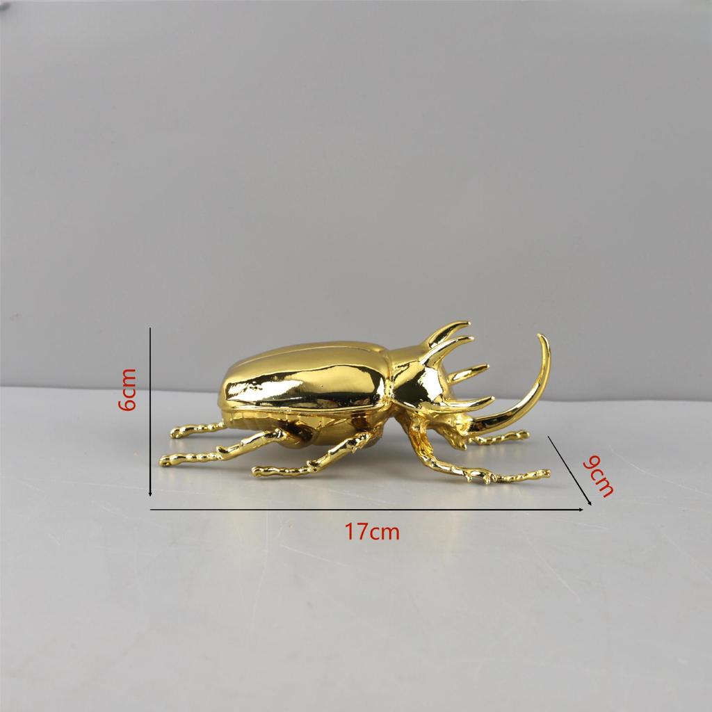 Metal Handicraft Artificial Animal Sculpture Silvery Insect Dragonfly Unicorn Beetle Figurines Home Decoration Accessories