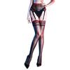 Sexy Lace Trim Aurora Suspender Stockings Ultra-Thin Glossy Smooth Detachable Split Glossy Suspender Black Stockings