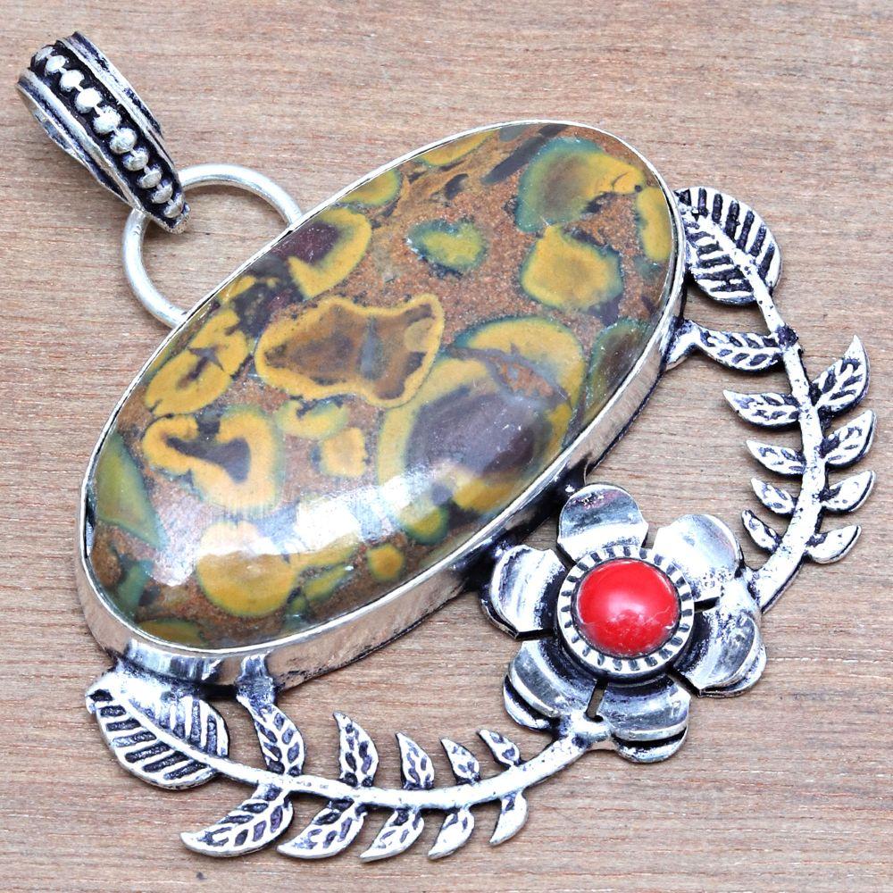 Pendant Azuboolite Gemstone Gift For Her Silver Jewelry 2"