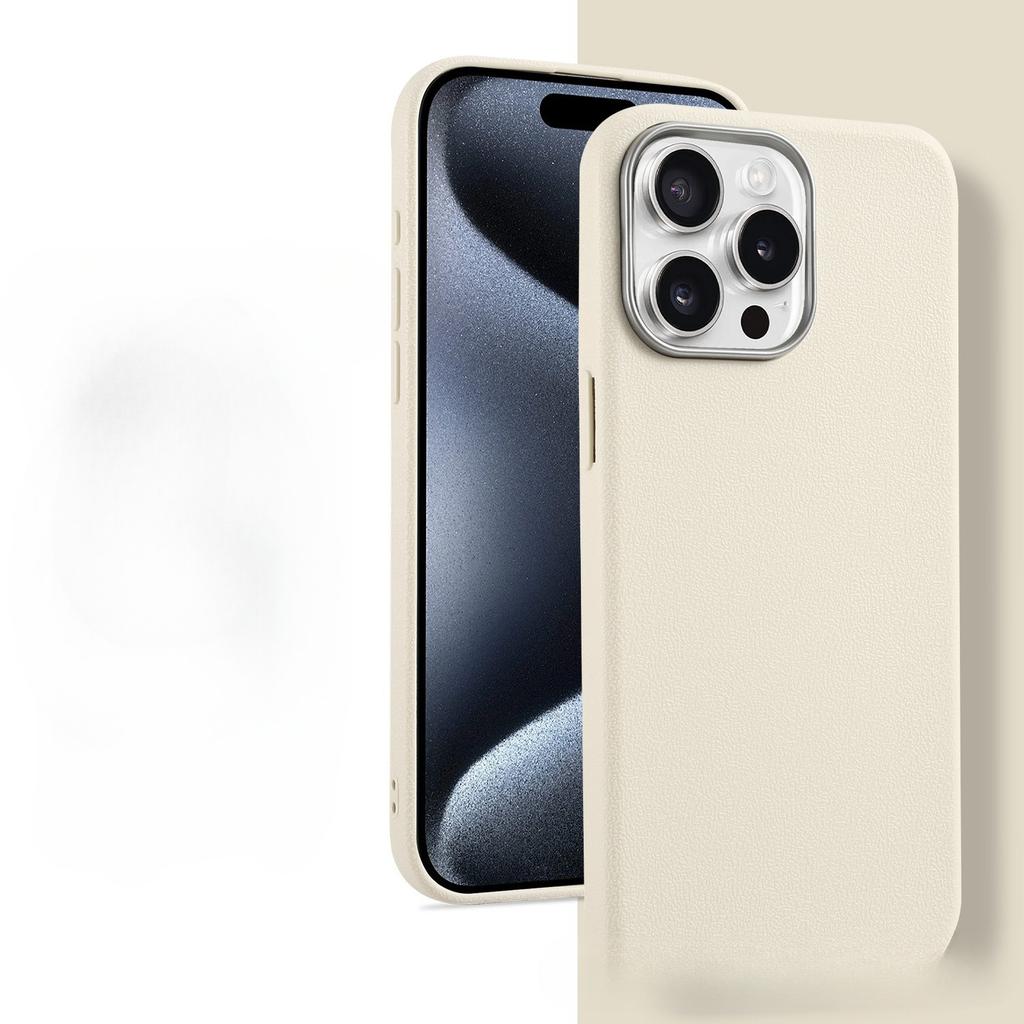 Luksusowe etui ze skóry PU dla iPhone 16 Pro Max, Premium Teksturowane Odporne na wstrząsy Etui Ochronne z Metalową Ramką na Aparat