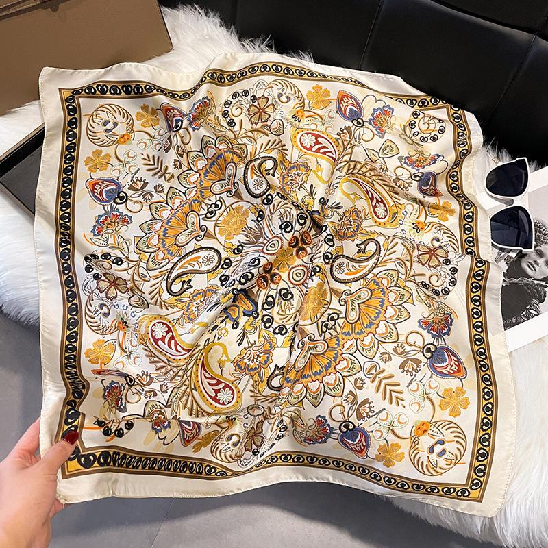 Women S 70cm Square Silk Like Scarf Spring Versatile Fashion Neck Scarf