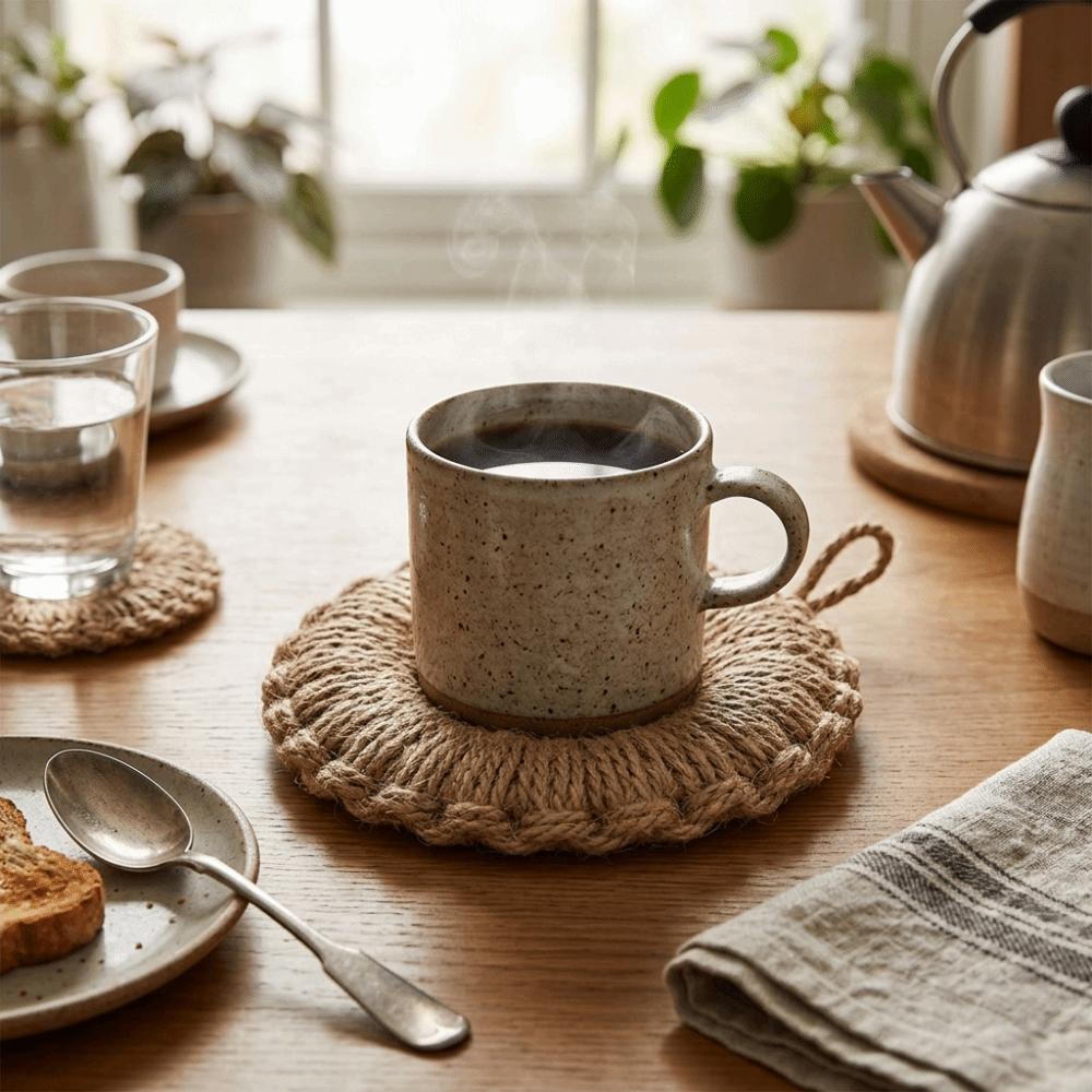Rope Coaster Thickened Trivet Breathable Table Protector Mat  Dining‑table S