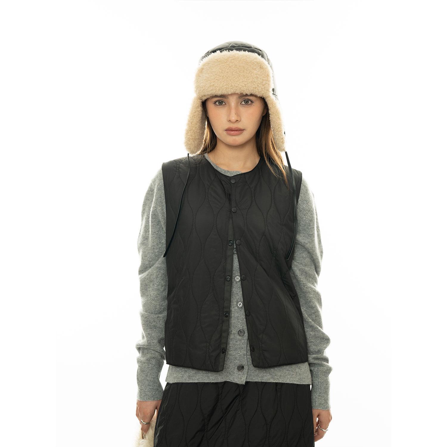 

Жіноча ретро-стьобана жилетка Louvre: Легкий, теплий і повсякденний для осені та зими Small