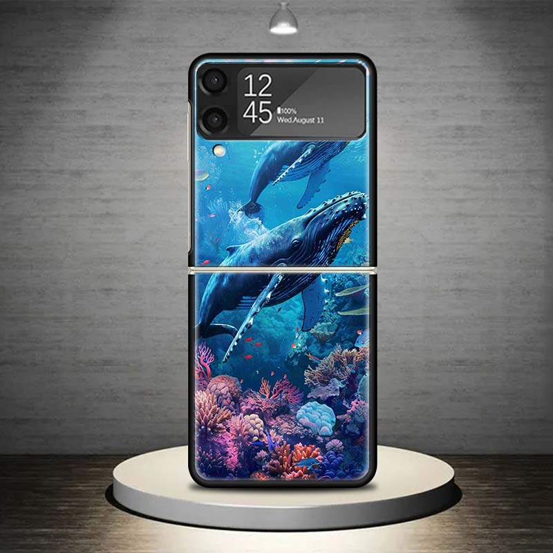 Humpback Whale Sea Giant Phone Case For Samsung Galaxy Z Flip 7 6 5 4 3 5G Shockproof Cover Z Flip7 Flip6 ZFlip5 Flip3 Flip4 Lux