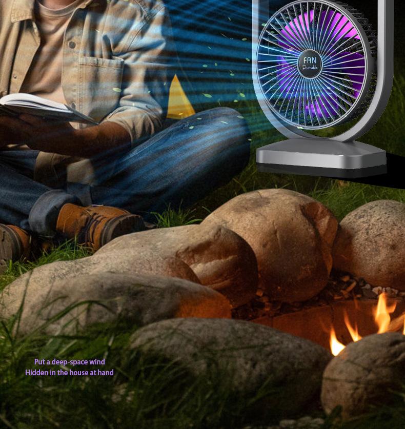 USB Rechargeable Dual-Head Silent Desktop Fan for Home and Office