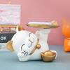 Resin Cat Statue Desk Keys Holder Tray Living Room Decor Sculpture Storage Key Holder Office Desk Decoration for Entryway Table