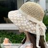 Lace Bow Straw Hat Crochet Beach Fisherman Hat Elegant Sunscreen Bucket Hat  Summer