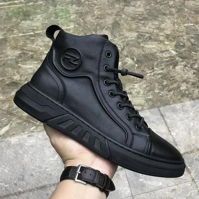 Men's Autumn/Winter High-Top Casual Martin Boots with Side Zipper and Plus Velvet Cotton.