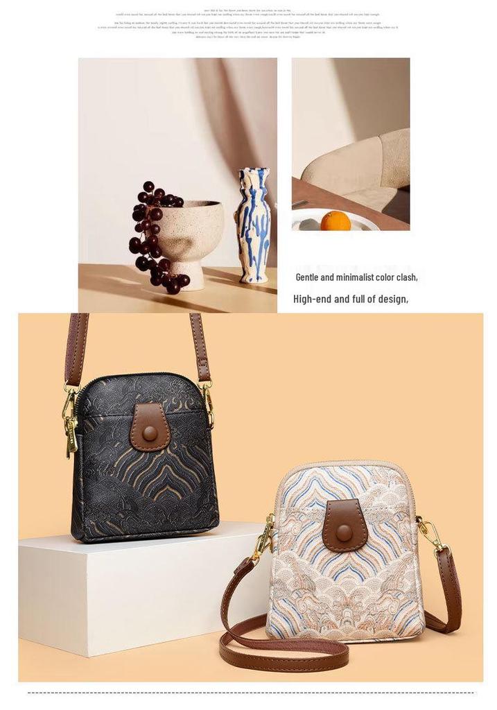 Autumn Chinese Style Printed Crossbody Bag – Women's Versatile Niche Design Phone Bag